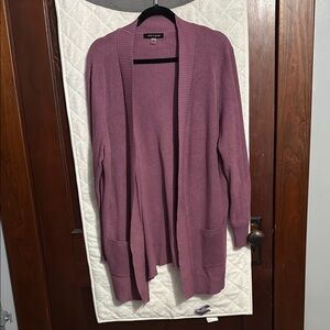 Cable and Gauge Women's Mauve Open Front Cardigan